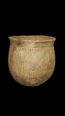 4 1/4" Tall Nicely Designed Pottery Vessel, Restored, Texacana Arkansas