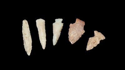 Lot of Two Pencil Drills and Three Arrowheads