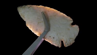 3 3/8" x 1 1/2" Dovetail, Found in Morgan Co. Illinois, Ex Irma L. Williamson Collection of 