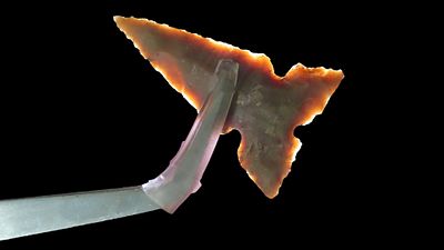 1 7/16" x 7/8" Cahokia, Partain COA, Made of Brown Quartzite, Found in Illinois, Ex. James 