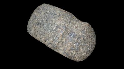 4 1/2” 3/4 Grooved Axe, Great Spotted Material with Slight Flute, Hancock County, Illinois