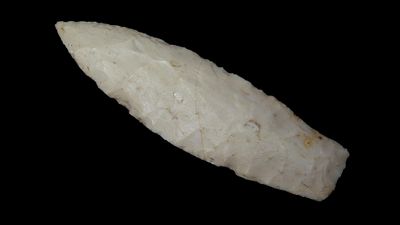 4 1/2” Agate Basin Point, Heavily Ground Base