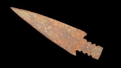 Rare 3 3/8” Iron Point made from a Barrel Hoop, 1750 to 1850 A.D.