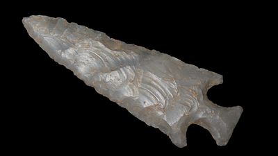 4 1/4" Motley Arrowhead, Found in Ralls Co. Missouri