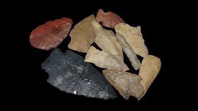 Lot of Various Archaic Woodland Arrowheads, Found in Butler Co. Ohio, Ex Rocky Moore Collection