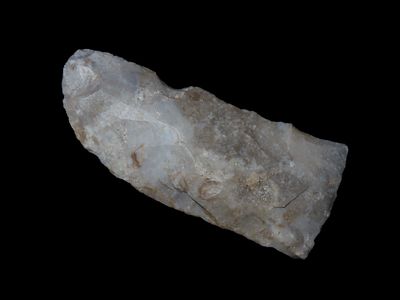 3 1/8" x 1 1/4" Archaic Knife, Mozarkite/Jefferson City Chert, Cooper Co. Missouri, Motley COA