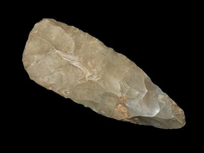 4 1/8" x 1 9/16" Archaic Knife, Hornstone Chert, Southern Illinois, Motley / Leithoff COA