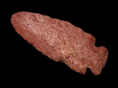 3 1/2" x 1 5/16" Hopewell, Burlington Chert, Saline Co. Missouri, Motley / Leithoff COA