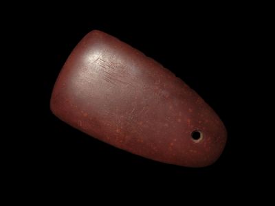 Historic 1900's Red Catlinite Pendant, 16 Tally Marks on the Edges, from Minnesota