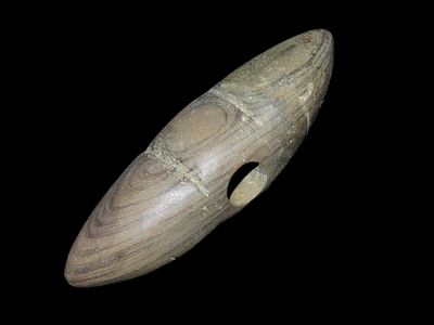 3 5/8" Slate Pick, Bannerstone, Found in Ohio, Restoration on one side