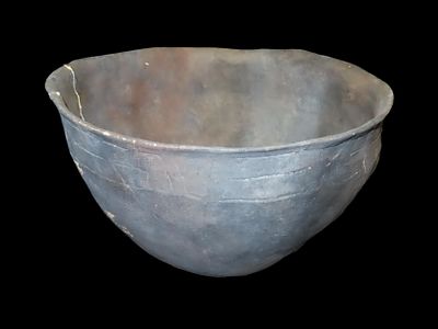 10 1/2" Large Pre-Columbian Pottery Bowl, Broken and Glued