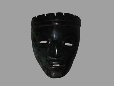 5 1/2" x 4 11/16" Pre-Columbian Death Mask, Jade. Mesoamerica. Motley / Leithoff COA