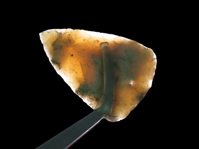 1 7/8" Coral Knife. Very Translucent. Tampa, Florida. Ex Michael Gorgas. Ex Jim Lee Collection. 