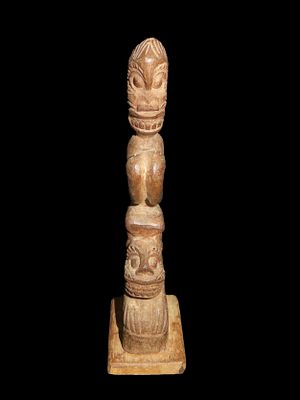8.1/4" Tall Nice Hand Carved Totem Statue Wood