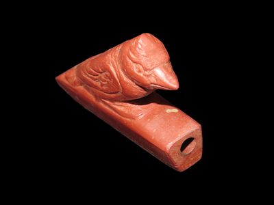 3" Bird Effigy Catlinite Pipe, Louisa Co. Iowa, Motley COA. Great Early Historic Example with 