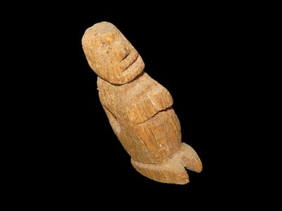 Alaskan Human Effigy Pendant, Motley COA. Very well made from Fossilized Bone. Nicely Detailed 