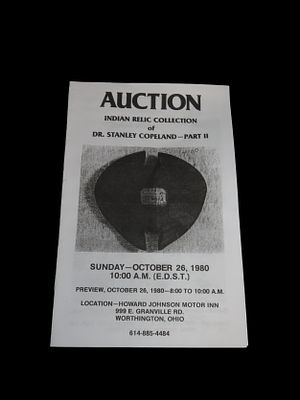 1980 Dr. Stanley Copeland Indian Artifact Collection Auction Catalog, Part 2, Painter Creek 