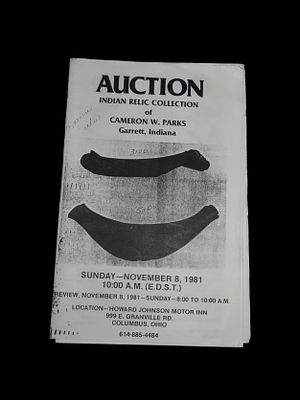 1981 Cameron Parks Indian Artifact Collection Auction Catalog, Part 1, Painter Creek Auction 