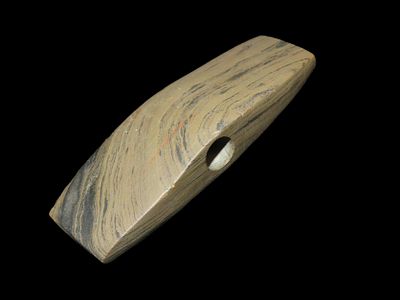 Incredible 3 7/8" Slate Bannerstone, Shelby Co. Indiana. Dickey & Motley COA's. Ex Dr. 