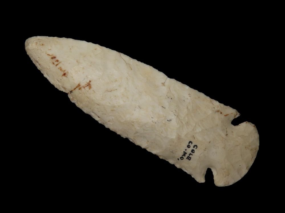 4 3/16" Dovetail, Cole Co. Missouri. Motley COA. Wonderful Classic example with great flaking 