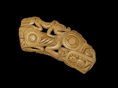 Extremely Rare Northwest Coast Effigy Knife Handle, British Columbia. Motley COA & Orenda 