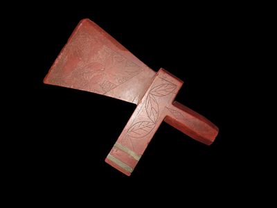 Incredible 6 3/4" Historic Engraved Pipe Tomahawk found in Northern Illinois. Motley COA. 