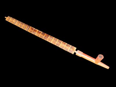 Amazing 30 1/2" Sioux Plains Indian Catlinite Pipe w/ Original File Branded Stem. Motley COA. 