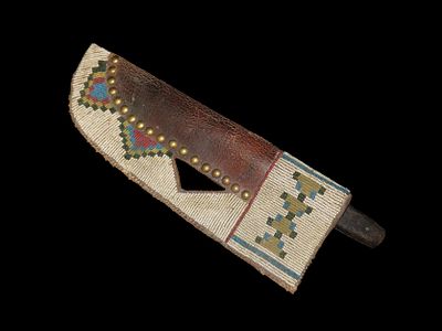 Wonderful Crow Plains Indian Knife & Beaded Sheath. Incredible Intricate Beadwork, nice 