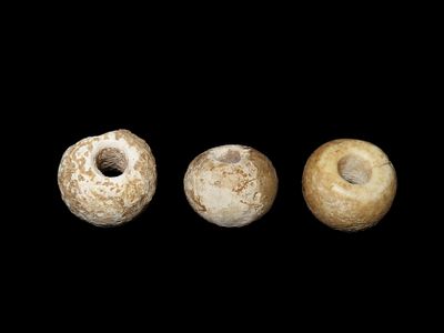 Group of 3 Large Beads, Spiro Mound, Le Flore Co. Oklahoma. Motley COA. All 3 are made from 