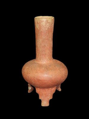 Rare Pictured 12" Tall Mace Effigy Tripod Water Bottle, St Francis Co. Arkansas. Ex Bill Wilkie 