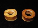 Rare Matching Pair of Alaskan Eskimo Ear Spools, Motley COA. Nice Matched Pair of Fossilized Image - 1
