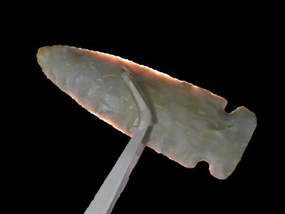 4 1/8" Warrick / Raddatz Side Notch, Hamilton Co. Ohio. Dickey COA. Beautiful piece of Grey & 