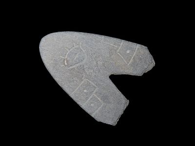 Engraved Portion of a Slate Pendant / Gorget found in Northern Alabama.