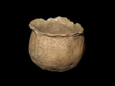 Miniature Pottery Bowl found at the Duffy Site, Gallatin Co. Illinois by Tom Haggerman. Ex 
