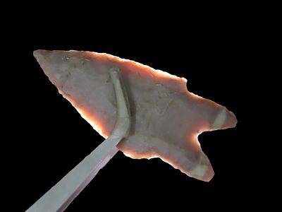 Oustanding 3 1/4" Pedernales, Bandera Co. Texas. Thin & well flaked with heavy patina & 