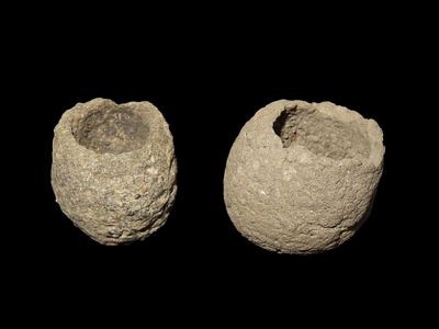 Rare Pair / Cache of Miniature Hopewell / Woodland Pottery Bowls found together in Calhoun Co. 