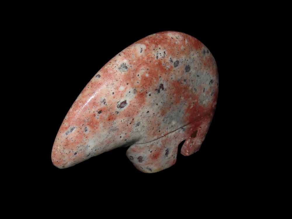 Amazing 3" Zuni Bear Fetish, Very Colorful Red, White & Grey Stone woth nice Polish. Beautiful 