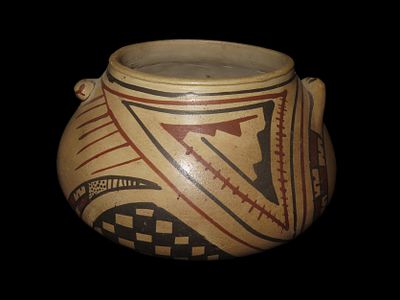 8 1/4" Casas Grandes Snake Effigy Pottery Bowl. Has 2 Snakes painted into the design with 