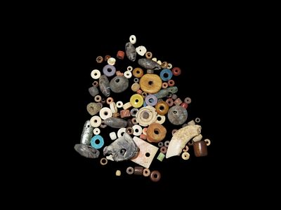 Nice Large Group Lot of Pre-Columbian Beads from Mexico. Including Stone, Shell, Jade, Copper 