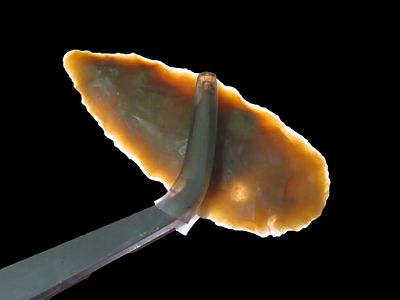 Nice 2 1/8" Texas Nodena / Willowleaf Blade found in Real County TX, Indian, Semi Translucent. 