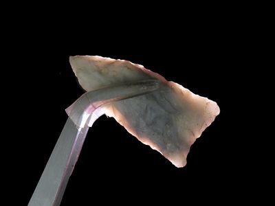 Translucent Blue & White Camp Creek found in Wayne County Tennessee. Indian Arrowhead, Artifact.