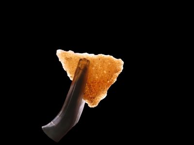 Nice Hixton Quartz Triangle found in Wisconsin. Thin and well flaked, Highly Translucent and 