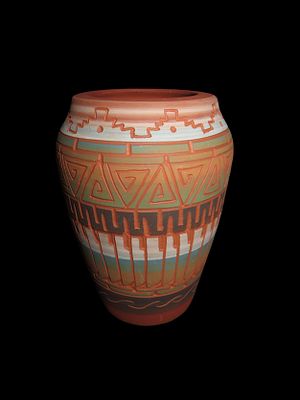 Beautiful 6" Southwestern Native American Navajo Indian Engraved Pottery Jar / Vase