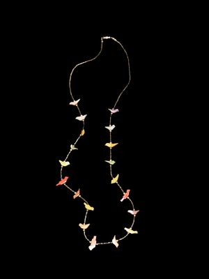 28" Long Zuni Animal Fetish Beaded Necklace with Intricately Carved Colorful Birds. Beautiful 