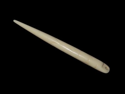 3 3/8" Engraved Bone Pendant found in South Dakota. Highly Polished Example, Mandan Culture 