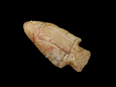 Colorful Table Rock found in Northern Arkansas. Well flaked example with nice color. Indian 