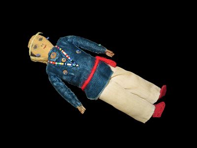 7 3/4" Native American Sioux Plains Indian Beaded Doll, Circa 1920's