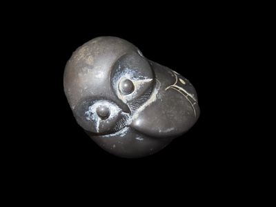Alaskan Eskimo Inuit Owl Scuplture, Nicely Designed Example