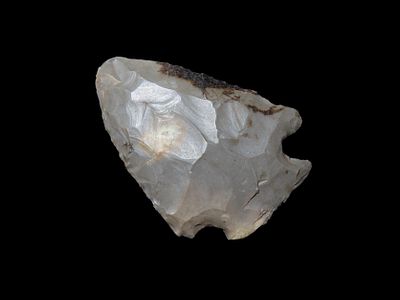 Nice 1 13/16" Archaic Kirk Corner Notch found in Meade County Kentucky. Well flaked and heavy 