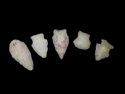 Lot of 5 Quartz Arrowheads, Charles County, Missouri